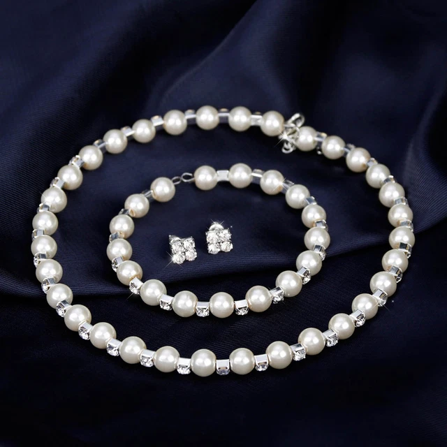 Muschelkette Kinder Modeschmuck Set Perlen Halskette Ohrringe Armband Set für