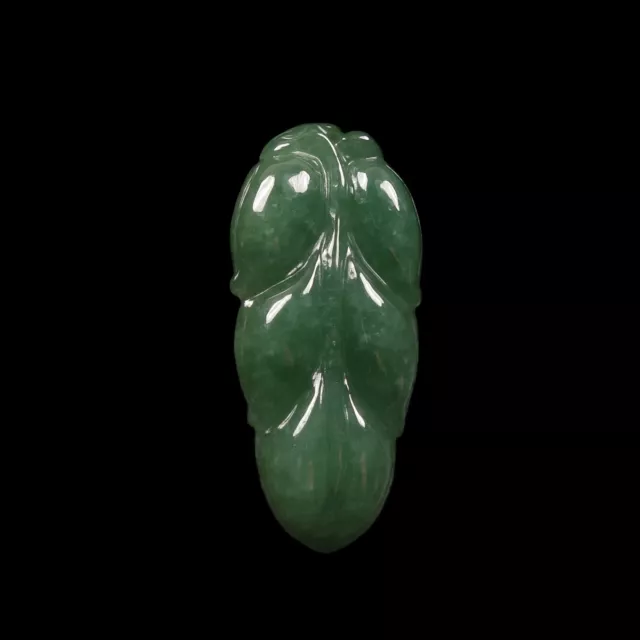 Certified Grade A 100% Natural Green Jadeite Jade Pendant Hand-carved Leaf 03935