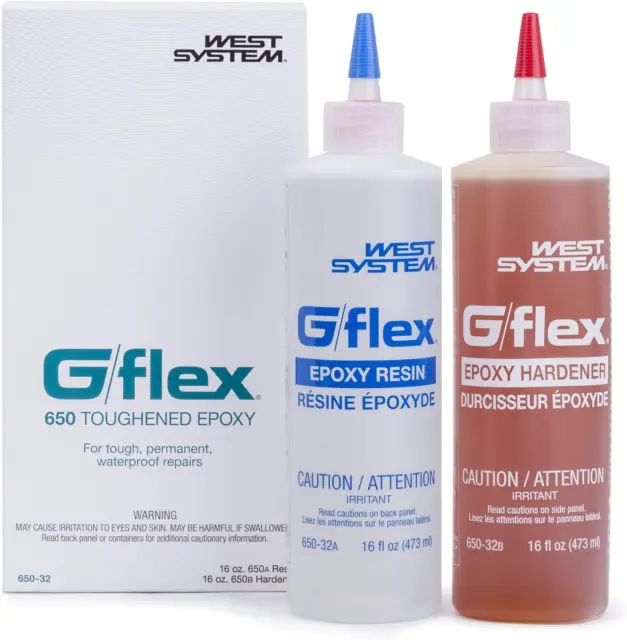 WEST SYSTEM 650-32 G/flex Liquid Epoxy, Resin and Hardener Two 16 oz Bottles