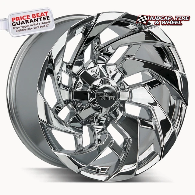 OFF ROAD MONSTER M24 CHROME - 22X12 - 6x135 BP, NEG 44MM Offset (1 Wheel)