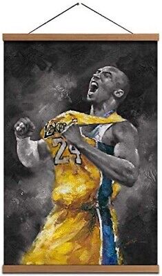 Póster de tela colgante de Kobe Bryant arte estampado de pared arte NBA baloncesto Lakers 16x24