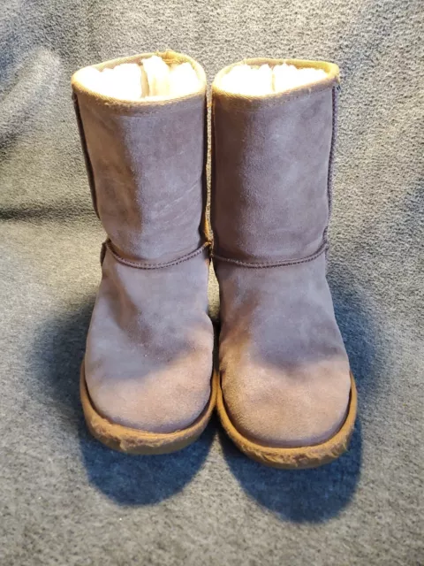 EMU Boots Womens 7 W Wide Bronte Lo Brown Suede Merino Wool Lined Mid Calf