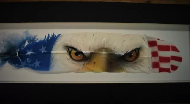 American Eagle and Flag - Russ Abbott - Original Hand Painted Feather