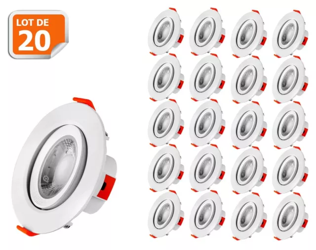 Lot de 20 Spot LED encastrable pour plafond 5W Blanc Neutre  transformateur i...