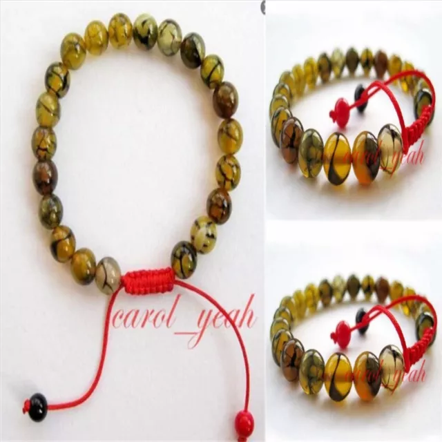 8mm Natural Dragon pattern Agate gemstone beads Bracelet Ethnic Bangle