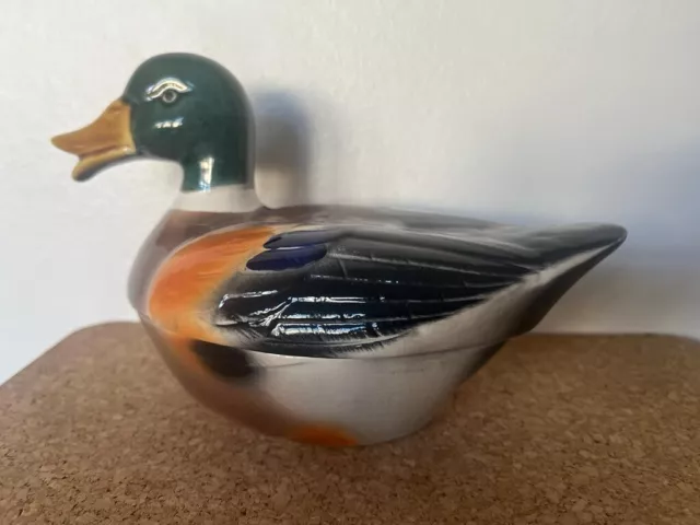 Vintage French Duck Shaped Terrine Dish Signed by Michel Caugant