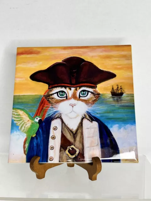 Cat Pirate Tile Wall Hanging Art