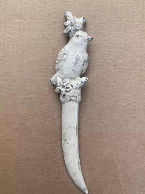Antique Cast Iron Victorian Letter Opener w/ Three Dimensional Bird & Flowers