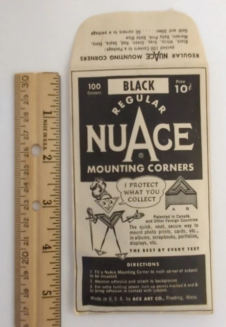 Paquete vintage de esquinas de montaje negras de ACE Art Co. - 85 cuentas - Nuevo de lote antiguo