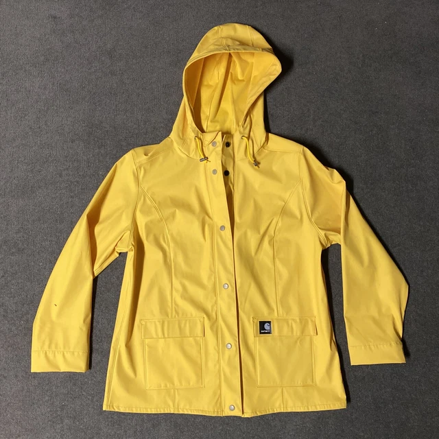 Carhartt Womens Rain Jacket Large Hooded with Hole for Headphones in Pocket