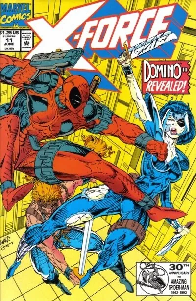 X-FORCE #11 F/VF, Deadpool app., Direct Marvel Comics 1992 Stock Image
