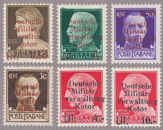 Kotor 1-6 postfrischer Satz einheitlich Type III mit Expertise Brunel VP