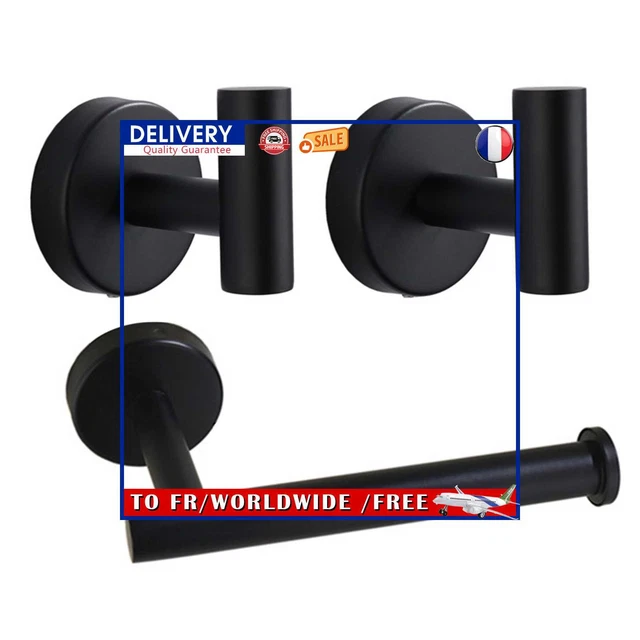 Stainless Steel Paper Holder - Home Wall Mounted Drilling Dispenser (Black)