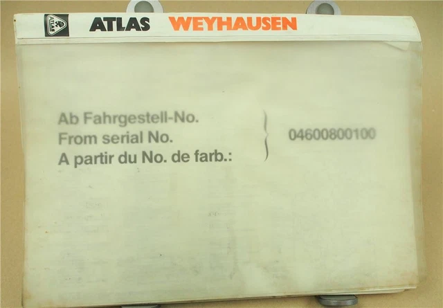 Atlas 70/3 Canopy Radlader Ersatzteilliste Parts List Catalogue pieces Atlas 70/3 Canopy Radlader Ersatzteilliste Parts List Catalogue pieces