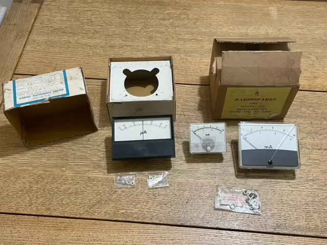 Milli-Ammeters X3 Radiospares Type Mr 21 S, Mr 30 Amp & R65 Anders Electronics