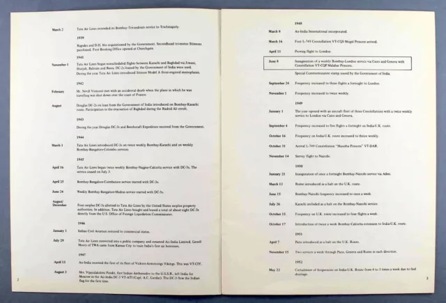 Air India Chronology Of Events Vintage Airline Brochure 1932 - 1973 Ai 2