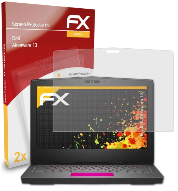 atFoliX 2x Panzerfolie für Dell Alienware 13 Schutzfolie matt&stoßfest Folie