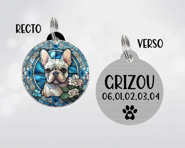 Médaille pour chien Bouledogue Français personnalisée par gravure