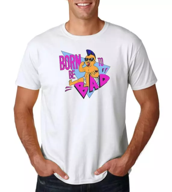 Unisex White 1980s Born To Be Bad Twins Comedy Movie T-Shirt