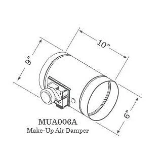 Zephyr MUA006A 6" Round Universal Make Up Air Damper with 24VAC 60 Hz AC Motor