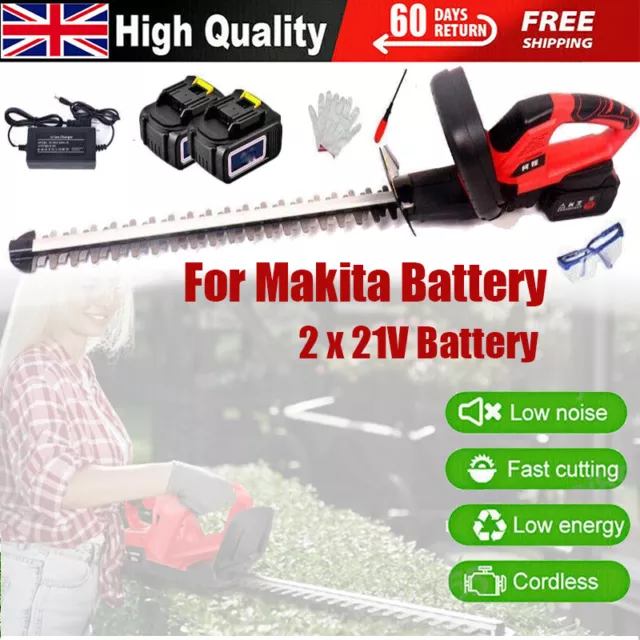 Electric Hedge Trimmer Cutter Cordless Battery - 2 Batteries Included & Charger