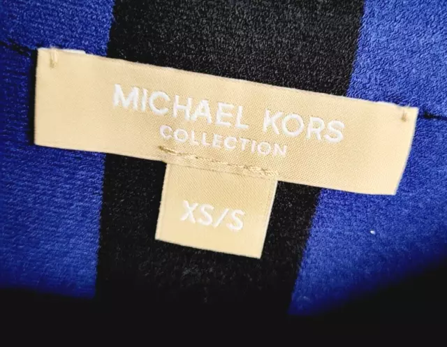 Michael Kors Collection Women Stretch Striped Boxy Crew Neck Top Blue Black XS/S 3