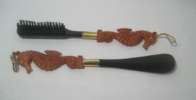 Vintage Shoehorn and Clothes Brush Souvenir Set from Florida 1950's