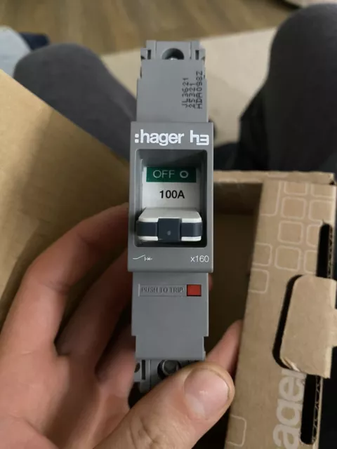 New Hager H3 X160 100 Amp 313592 Hda098Z Single Pole Mccb Circuit Breaker.