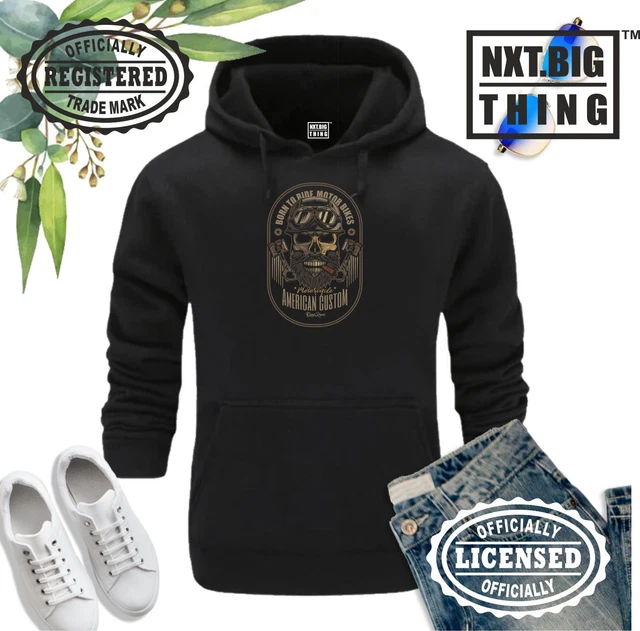 Felpa con cappuccio Moto Personalizzata American Death Race Moto Pistoni Teschio MMA Uomo Top