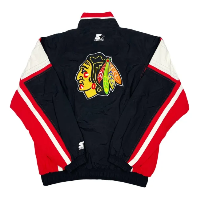 Vtg Rare Chicago Blackhawks Starter Color Block Windbreaker Jacket Mens Large
