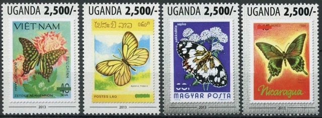 Uganda Einzelmarken 3127-3130 postfrisch Schmetterling #HF388