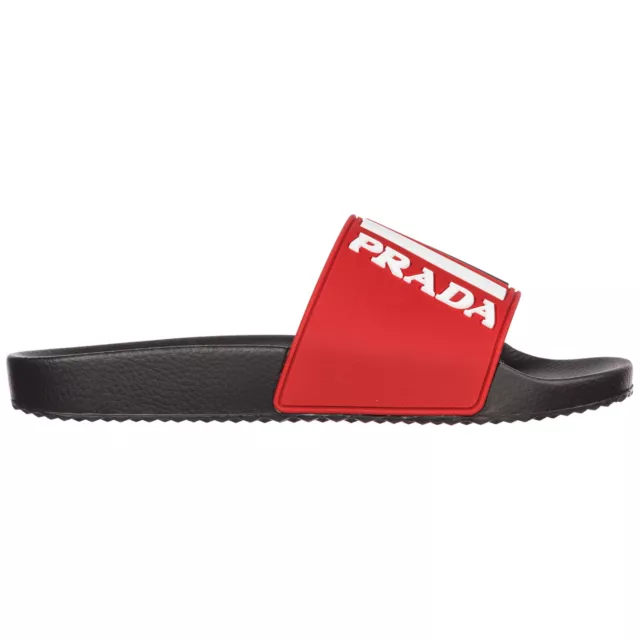 PRADA SLIDES MEN logo 4X3204_B4O_F0011 detail rubber spike heel shoes ...