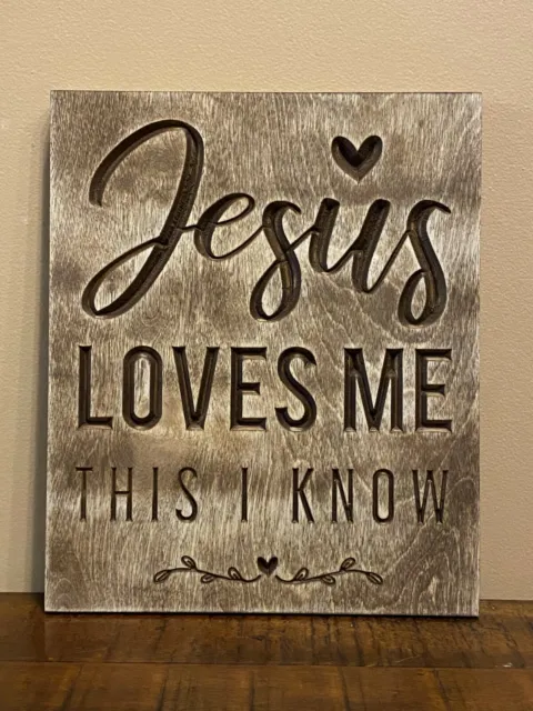 Jesus Loves Me This I Know Christian Wall Art Wood Sign