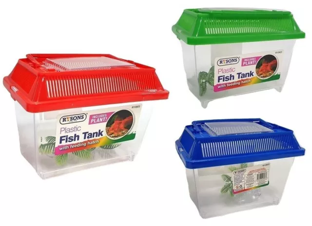 🔥Mini Fish Tank Plastic Aquarium Bowl Pet Box Container Small Carry Handle UK 8