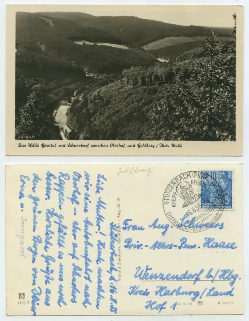 63457 - Das Wilde Geratal - real photo - postcard, special stamp Stützerbach 16.8.1955