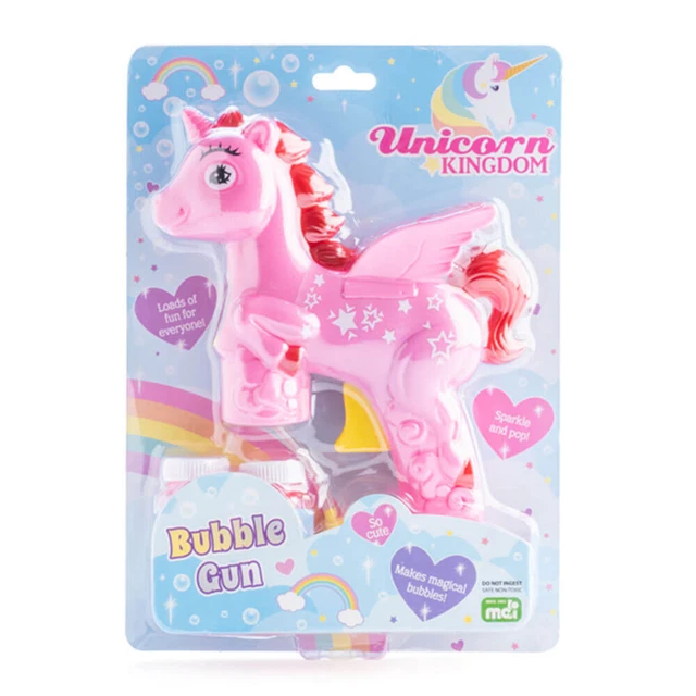 KINGDOM BUBBLE GUN en forme de licorne avec solutions de bouteilles et