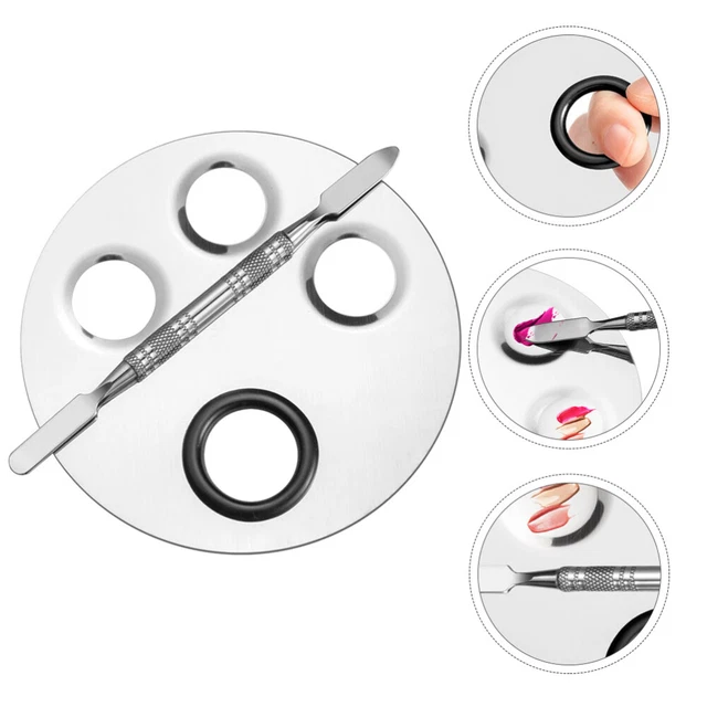 Tavolozza Per Trucco In Acciaio Inox Con Spatola, 15x10 Cm, Per Miscelare Fondotinta, Rossetti E Ombretti