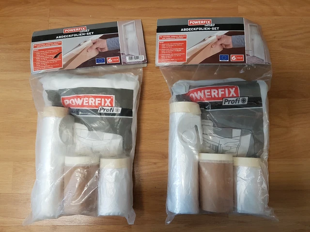 2X POWERFIX ABDECKFOLIENSET, 6-teilig (12-teilig insgesamt) - Neu ...