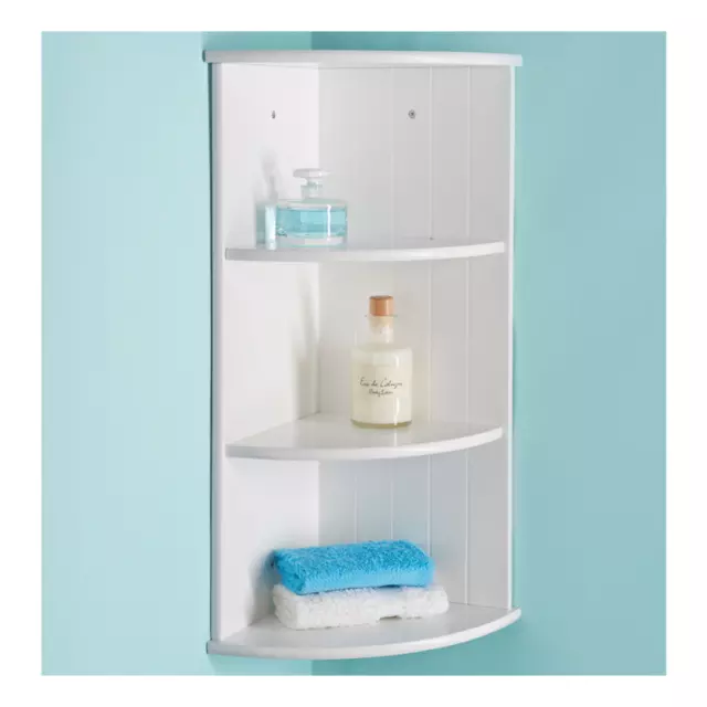 3 Tier Bathroom Corner Shelves Floating Wall Shelf Wood Display Organizer White