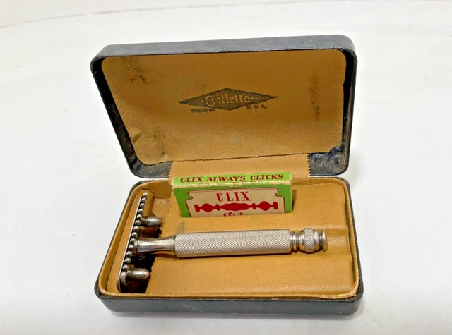 Vintage Gillette Three Piece Old Type DE Safety Razor Ball End