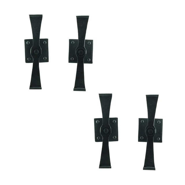 Black Wrought Iron Shutter Dog Holders 5.8" L Propeller Rust Resistant Pack of 2