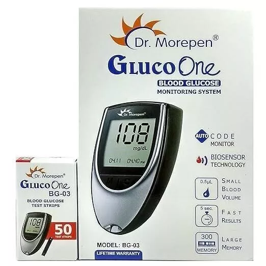 Máquina de control de azúcar Dr. Morepen GlucoOne BG 03 con 50 tiras de... 2