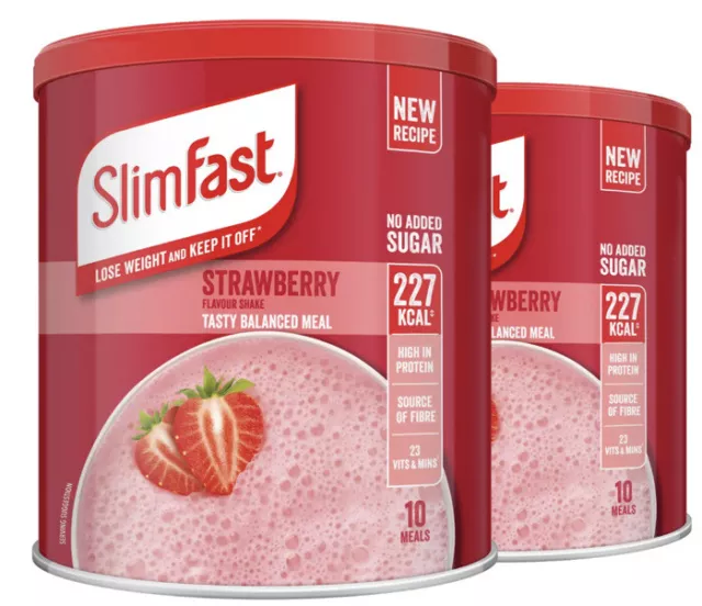 Batido de reemplazo de comida Slimfast bajo en calorías - pérdida de peso - fresa 2x 10 comidas