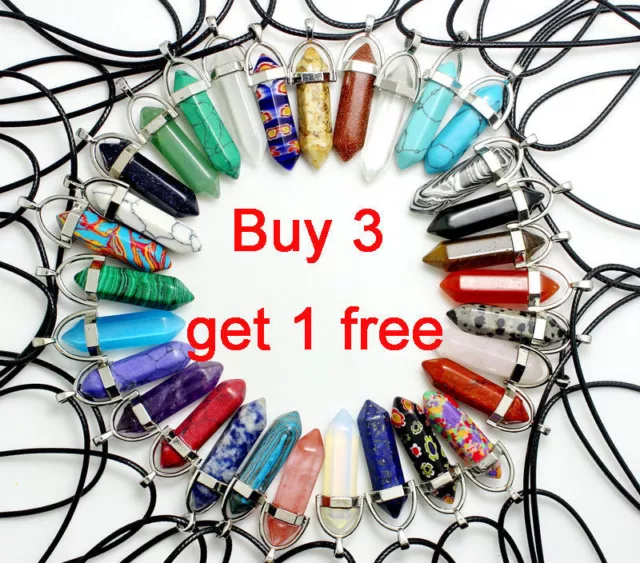 Natural Quartz Crystal Stone Point Chakra Healing Gemstone Pendants Necklace AU