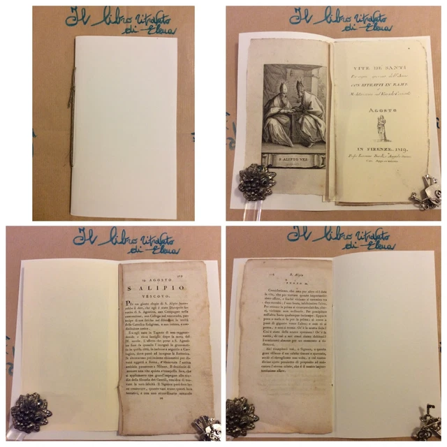 Stampa Incisione in rame 19 Agosto Sant’Alipio Vescovo e Vite dei Santi 1819