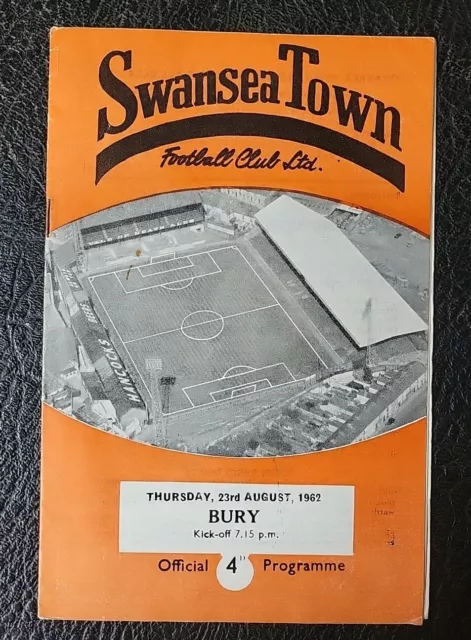 Programme Swansea Town V Bury 1962 / 1963 Division 2