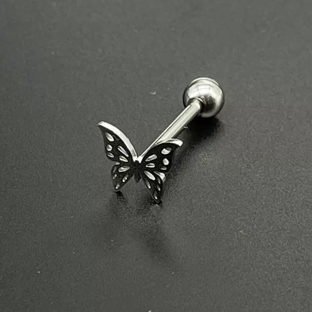 316L Titanium Steel Punk Hollow Butterfly Piercing Tongue Rings Body Jewe-EL