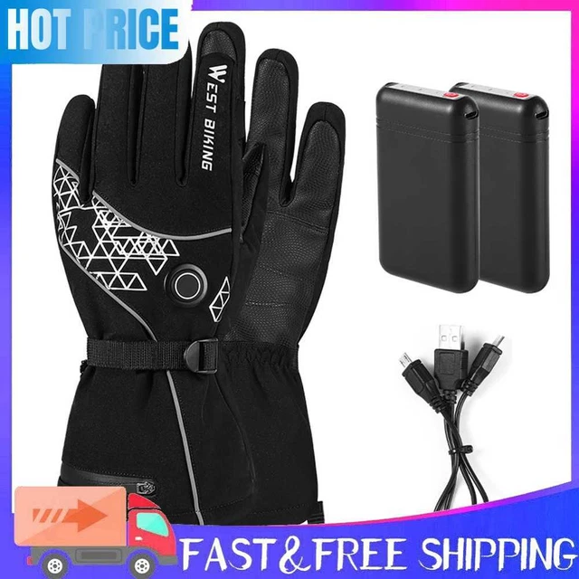 WEST BIKING Electric Heated Gloves USB Rechargeable Anti-Cold Gloves (L)