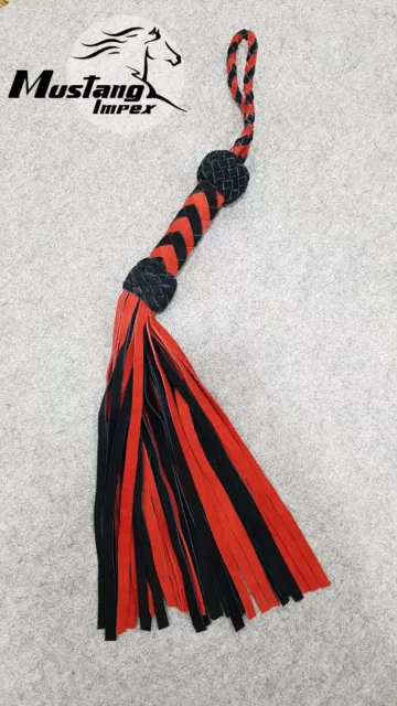 Suede leather Black and red handle and 36 Suede Leather Tails Flogger Whip