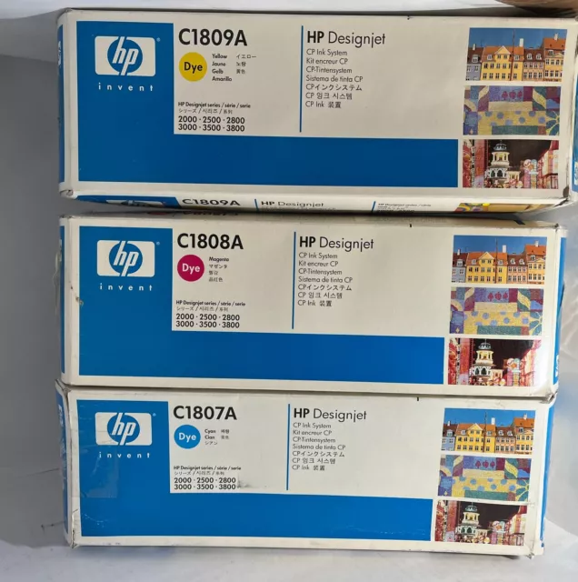 Ink Cartridge HP DesignJet Printer 2000CP 2500CP 3000CP CMY C1807A  08A 09A New